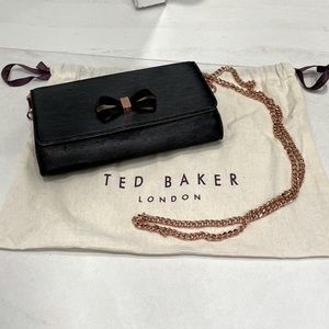 Ted Baker: Small Cross Body Bag with chain and bow detail (Black and Rose Gold)